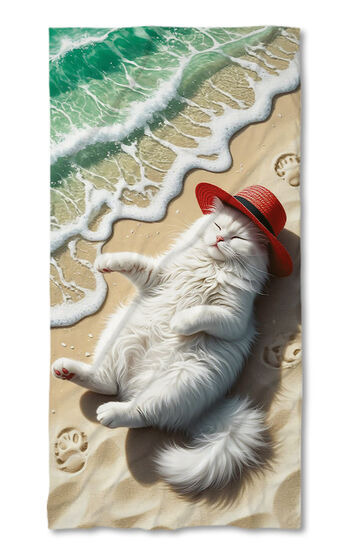 Beach Towel Cat on the beach 2