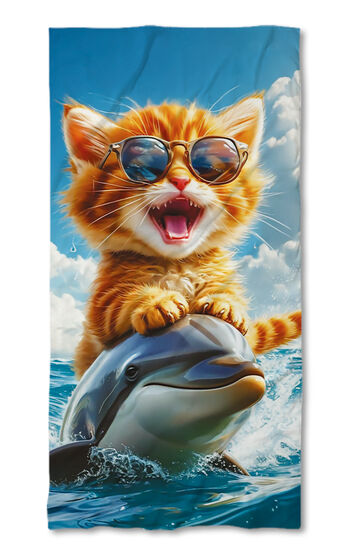 Beach Towel Cat and dolphin