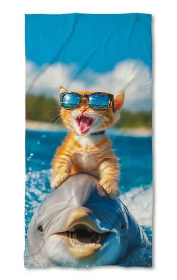 Beach Towel Cat and dolphin 2