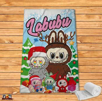 Fleece Blanket Labubu Christmas